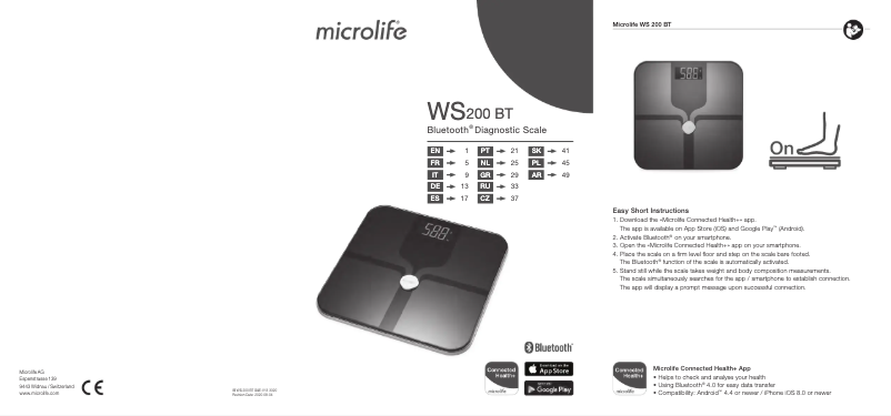 Page n°1 - Manuel utilisateur Microlife WS 200 BT