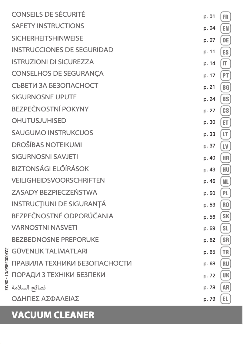 Image de la première page du manuel de l'appareil Silence Force Cyclonic RO7260