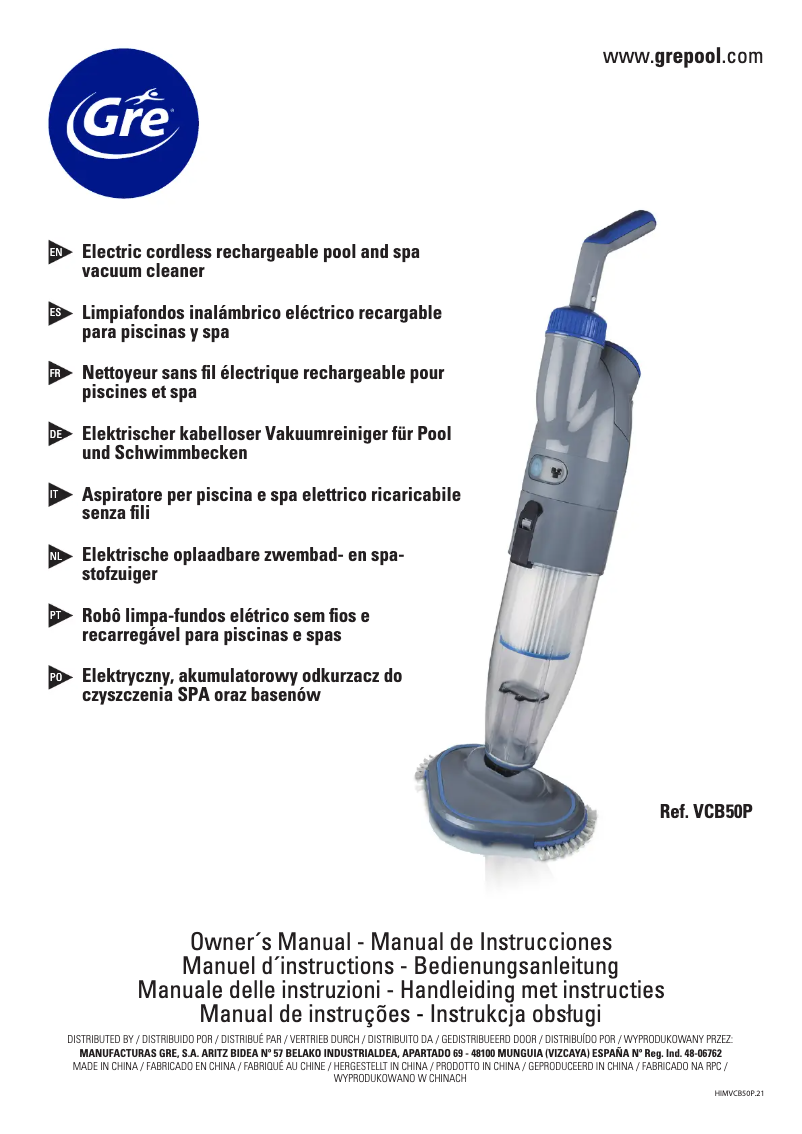 Imagen de la primera página del manual del dispositivo VCB50P