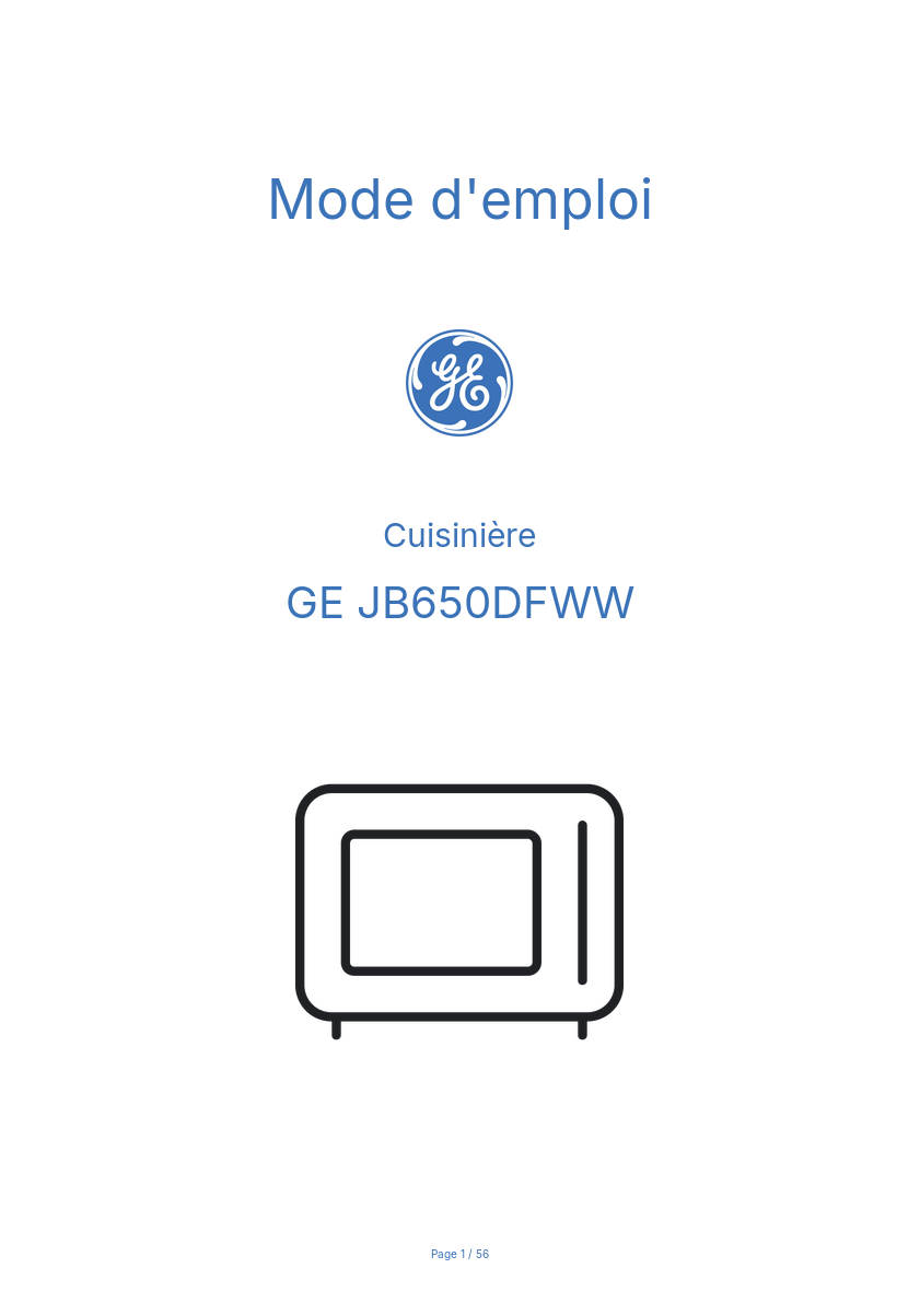 Page n°1 - Mode d'emploi GE JB650DFWW