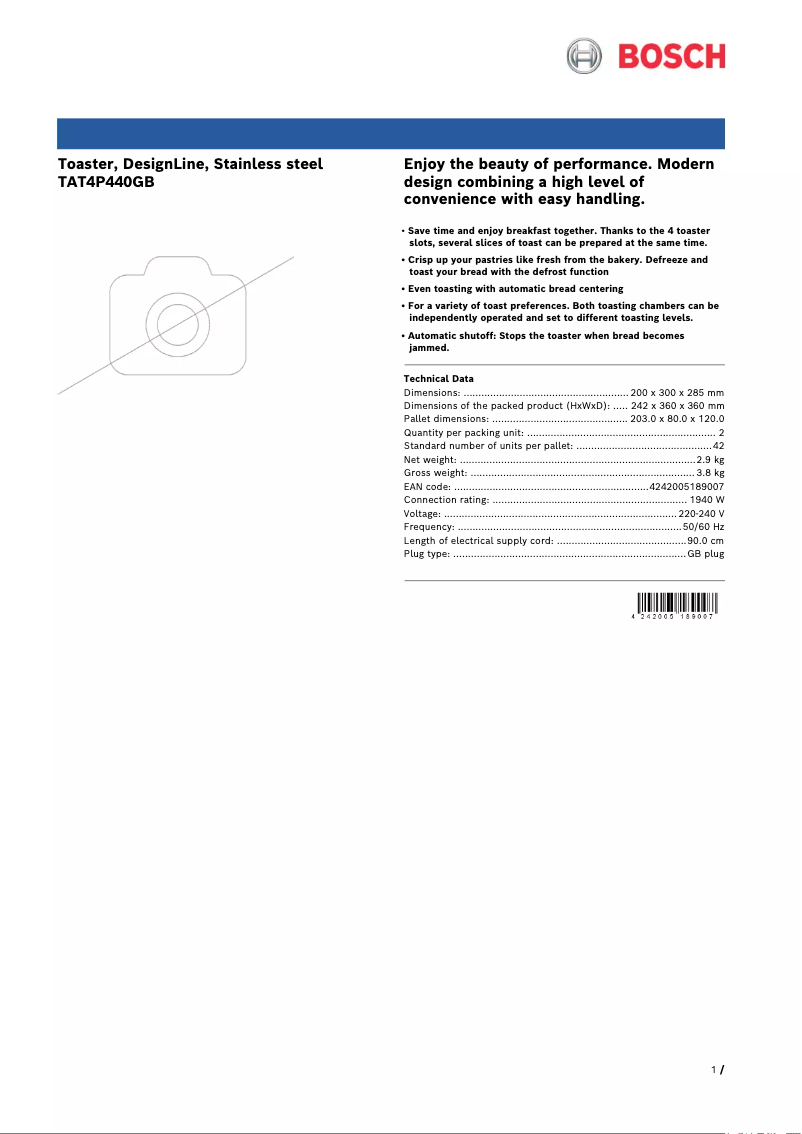 Image de la première page du manuel de l'appareil DesignLine TAT4P440GB