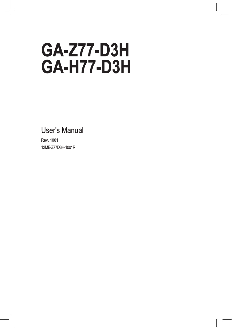 Page n°1 - Manuel utilisateur Gigabyte GA-Z77-D3H