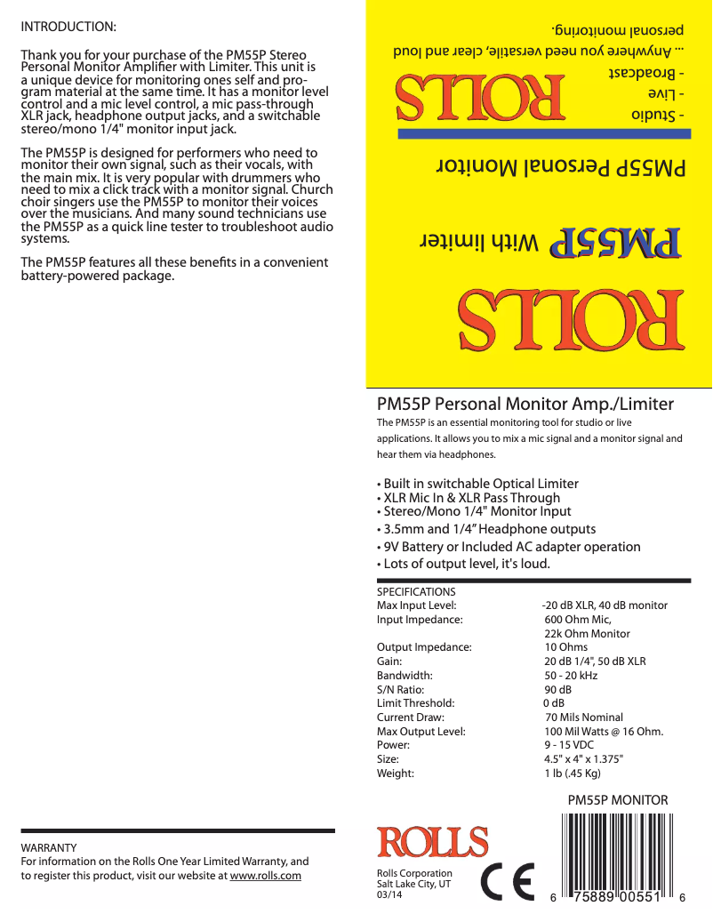 Image de la première page du manuel de l'appareil PM55P