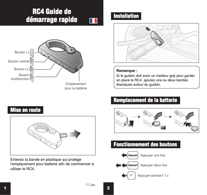 Page n°1 - Guide de démarrage rapide Sena RC4