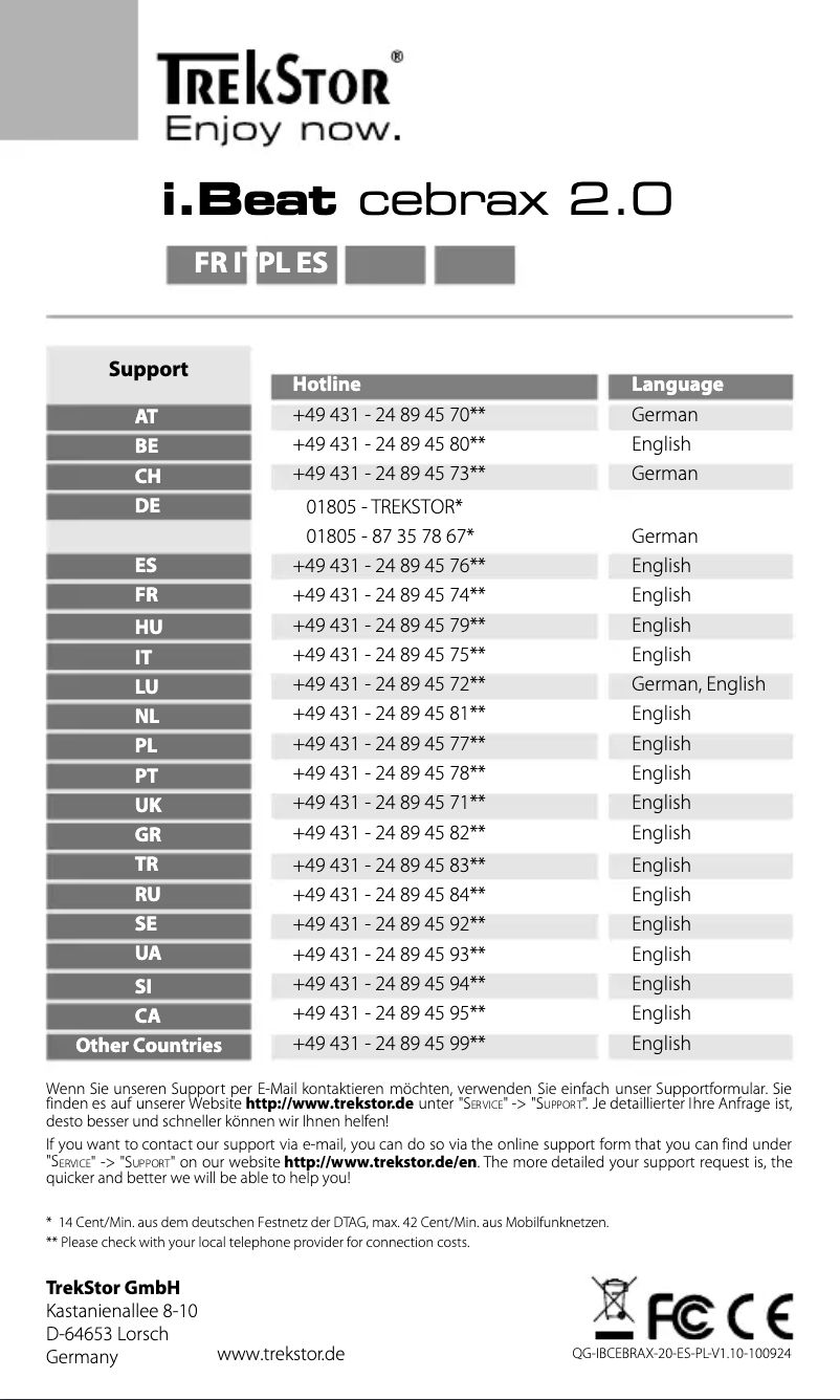 Imagen de la primera página del manual del dispositivo i.Beat cebrax 2.0