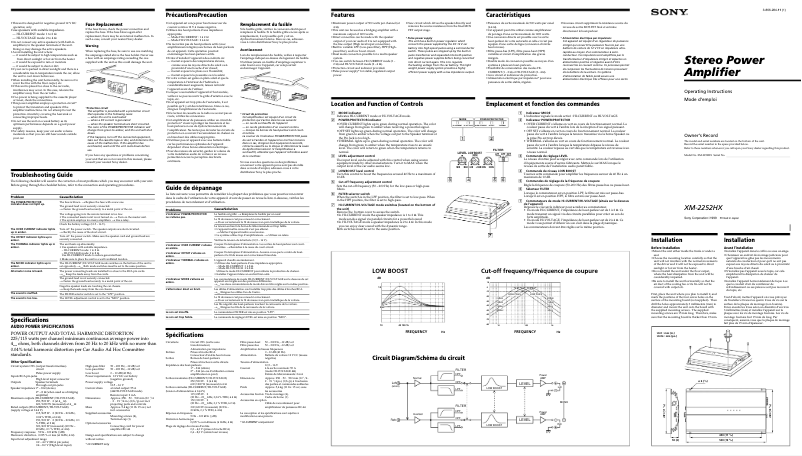 Page 1 de la notice Manuel utilisateur Sony XM-2252HX