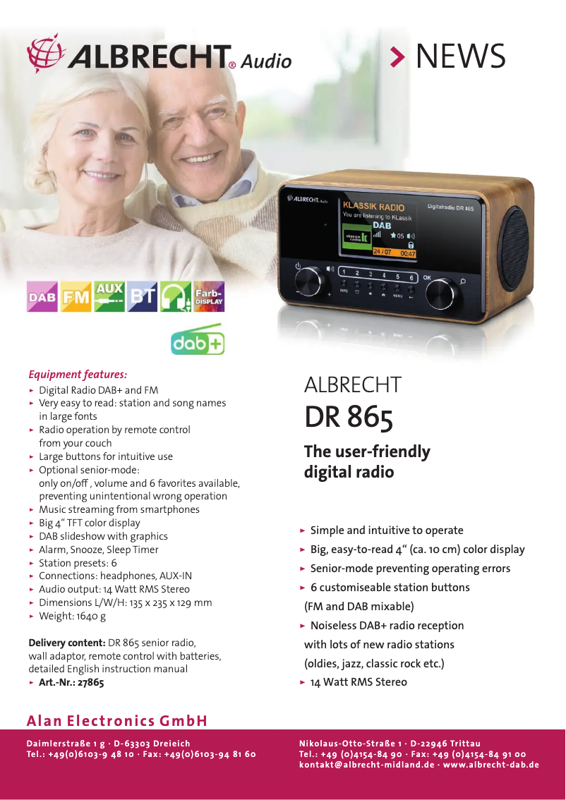 Imagen de la primera página del manual del dispositivo DR 865