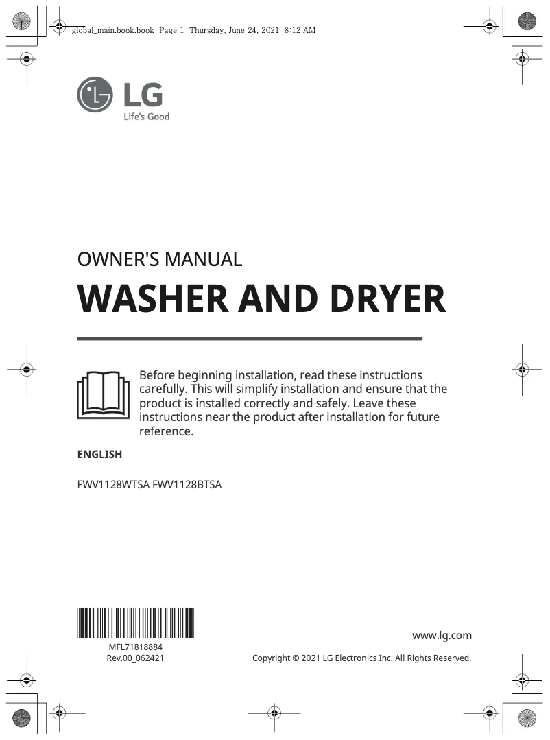 Page n°1 - Manuel utilisateur LG FWV1128BTSA