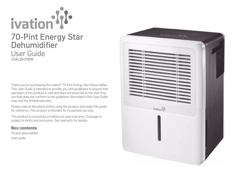 Page n°1 - Manuel utilisateur Ivation IVALDH70PB