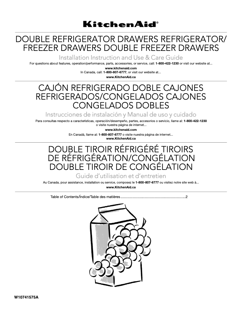 Page 1 de la notice Manuel utilisateur KitchenAid KUDF204EPA