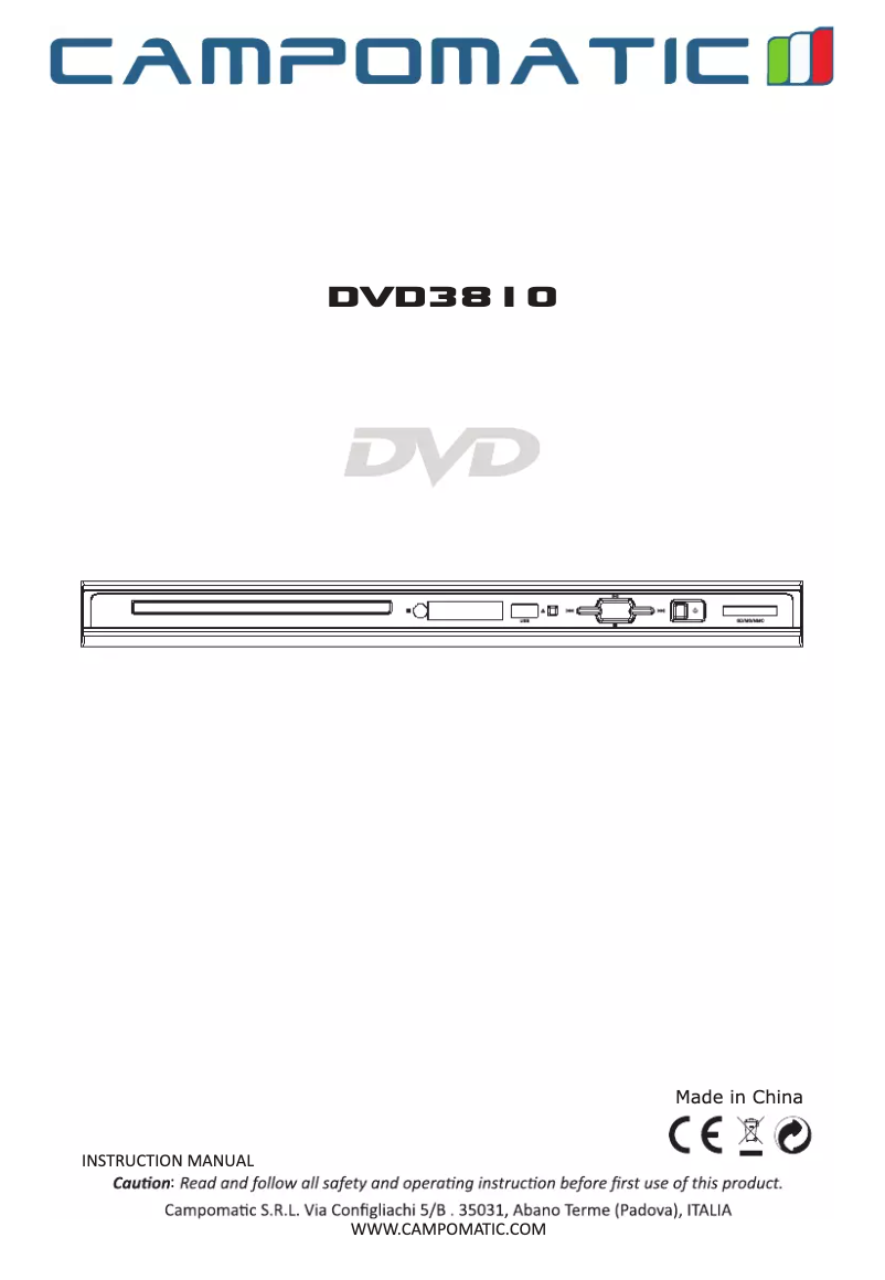 Page 1 de la notice Manuel utilisateur Campomatic DVD3810