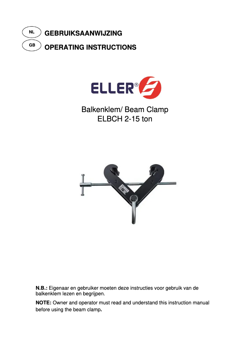Page 1 de la notice Manuel utilisateur Eller ELBCH