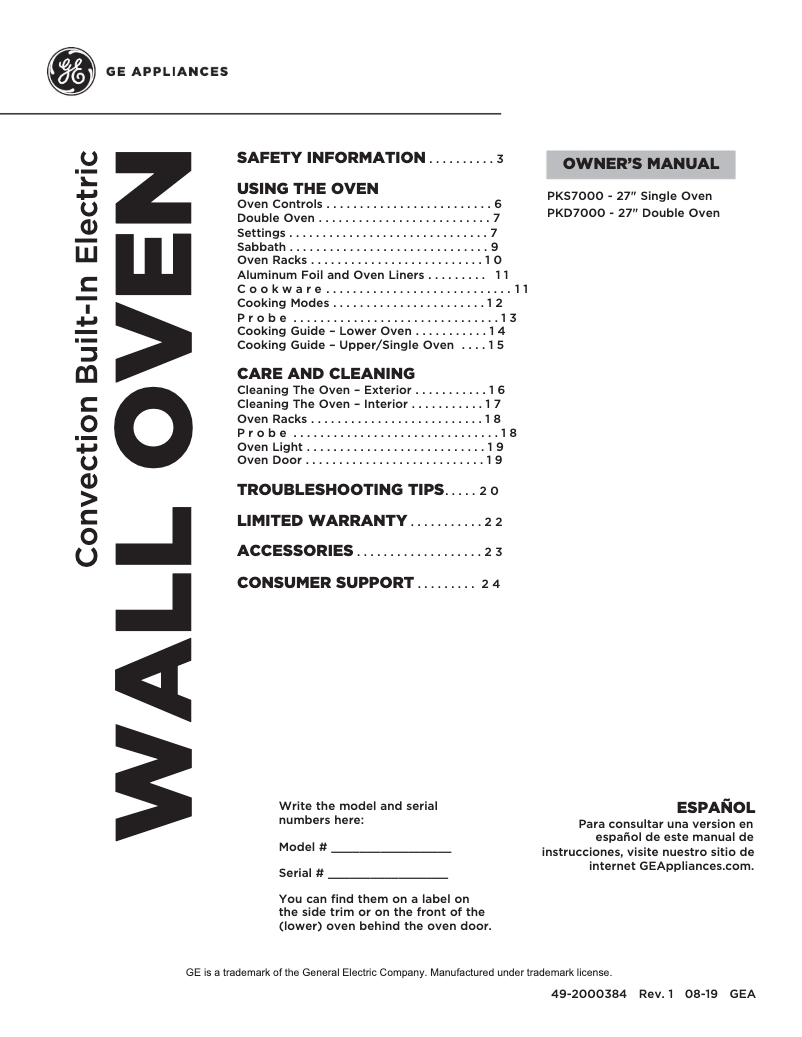 Page 1 de la notice Manuel utilisateur GE Profile PKS7000FNDS