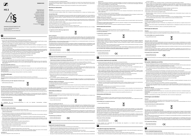 Page n°1 - Instructions de sécurité Sennheiser HS 2
