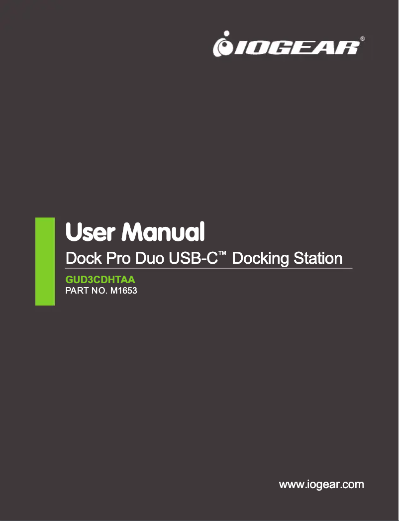 Page n°1 - Manuel utilisateur iogear Dock Pro Duo GUD3CDHTAA