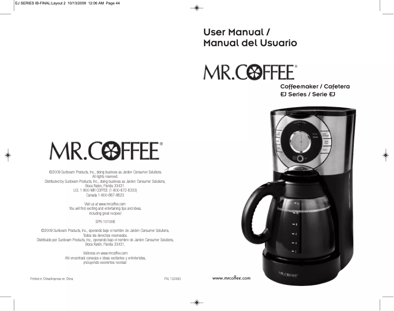 Page 1 de la notice Manuel utilisateur Mr. Coffee BVMC-EJX43