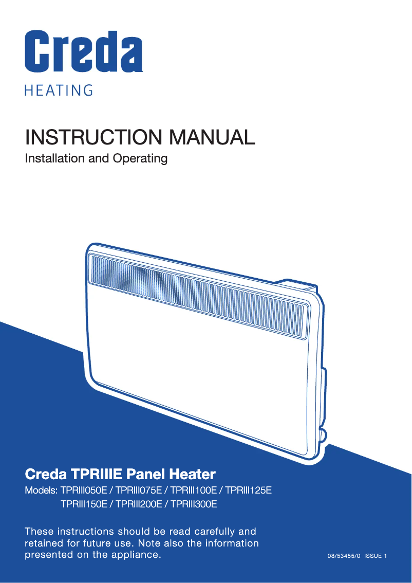 Page 1 de la notice Manuel utilisateur Creda TPRIII125E