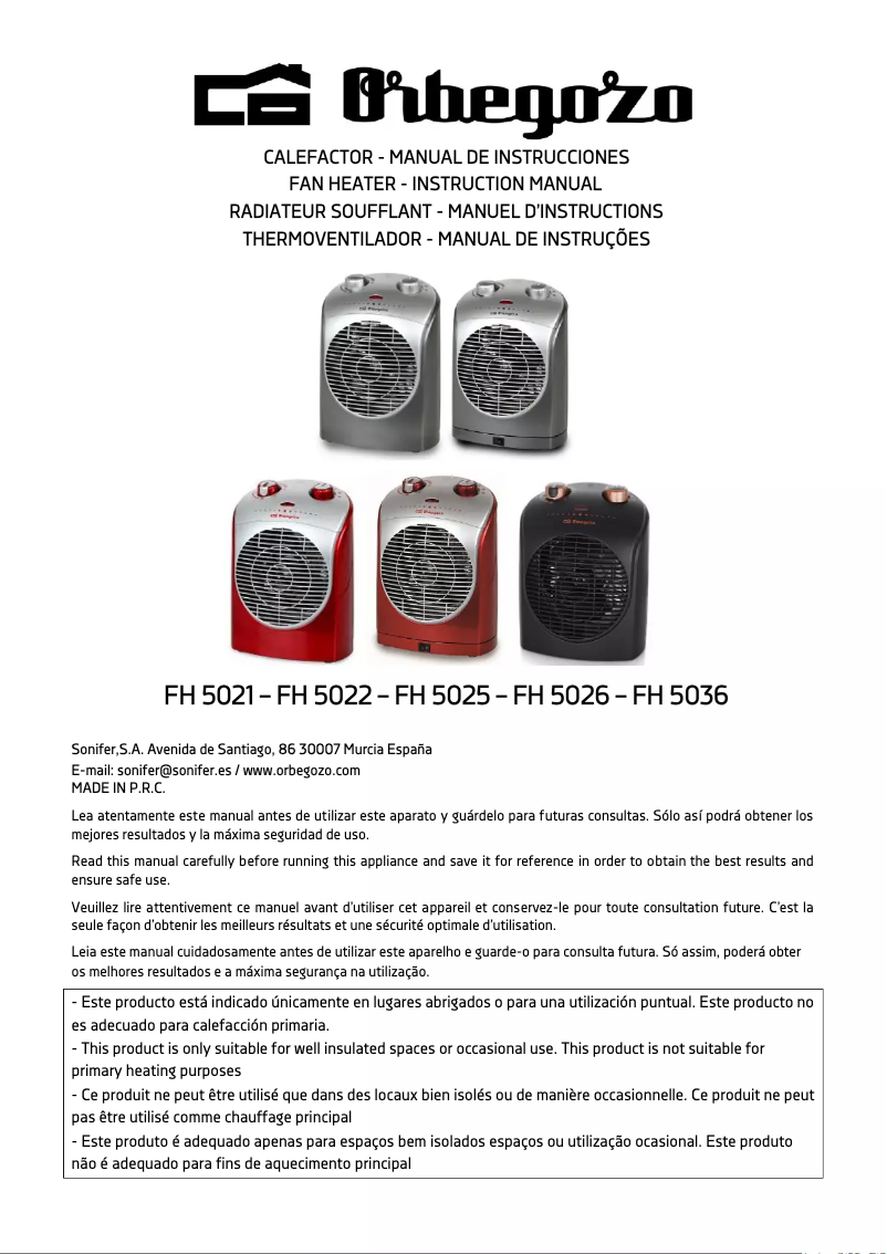 Imagen de la primera página del manual del dispositivo FH 5025