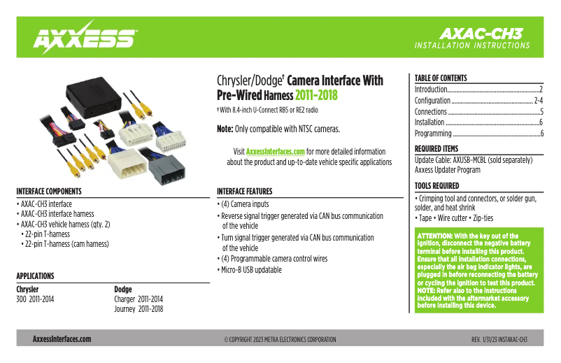 Page 1 de la notice Manuel utilisateur AXESS AXAC-CH3