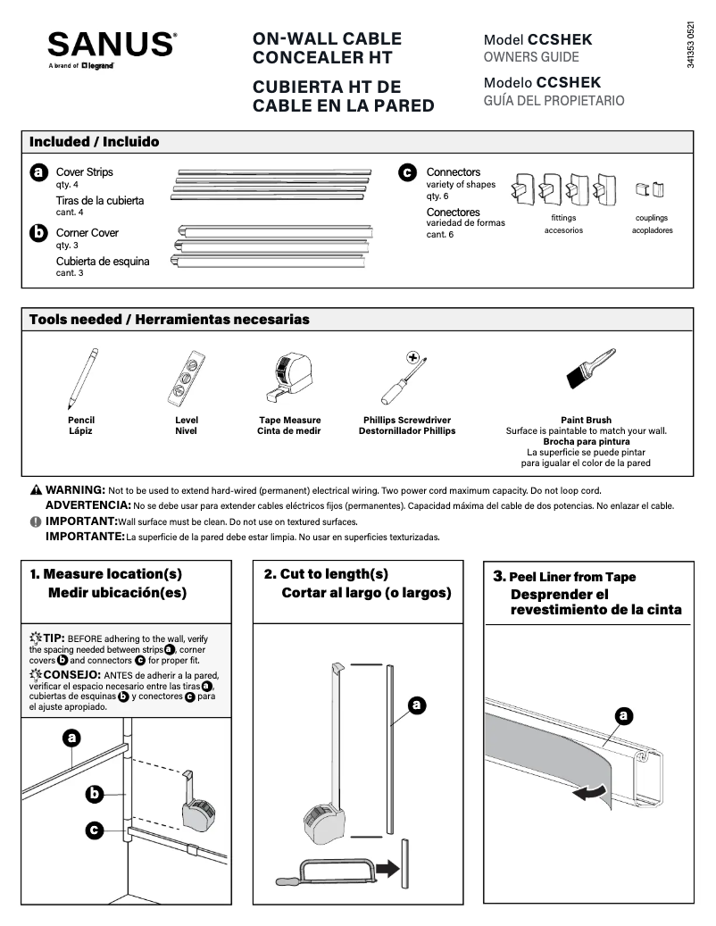 Page 1 de la notice Manuel utilisateur Sanus CCSHEK