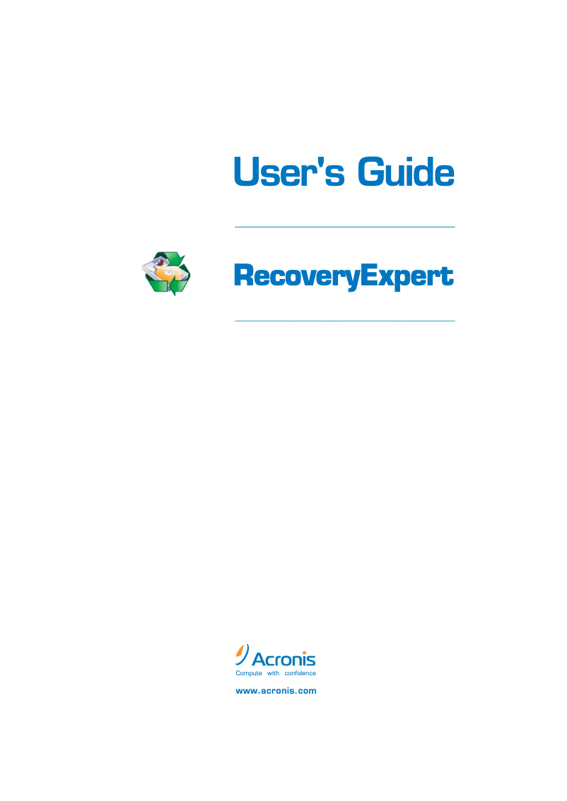 Page n°1 - Manuel utilisateur Acronis RecoveryExpert