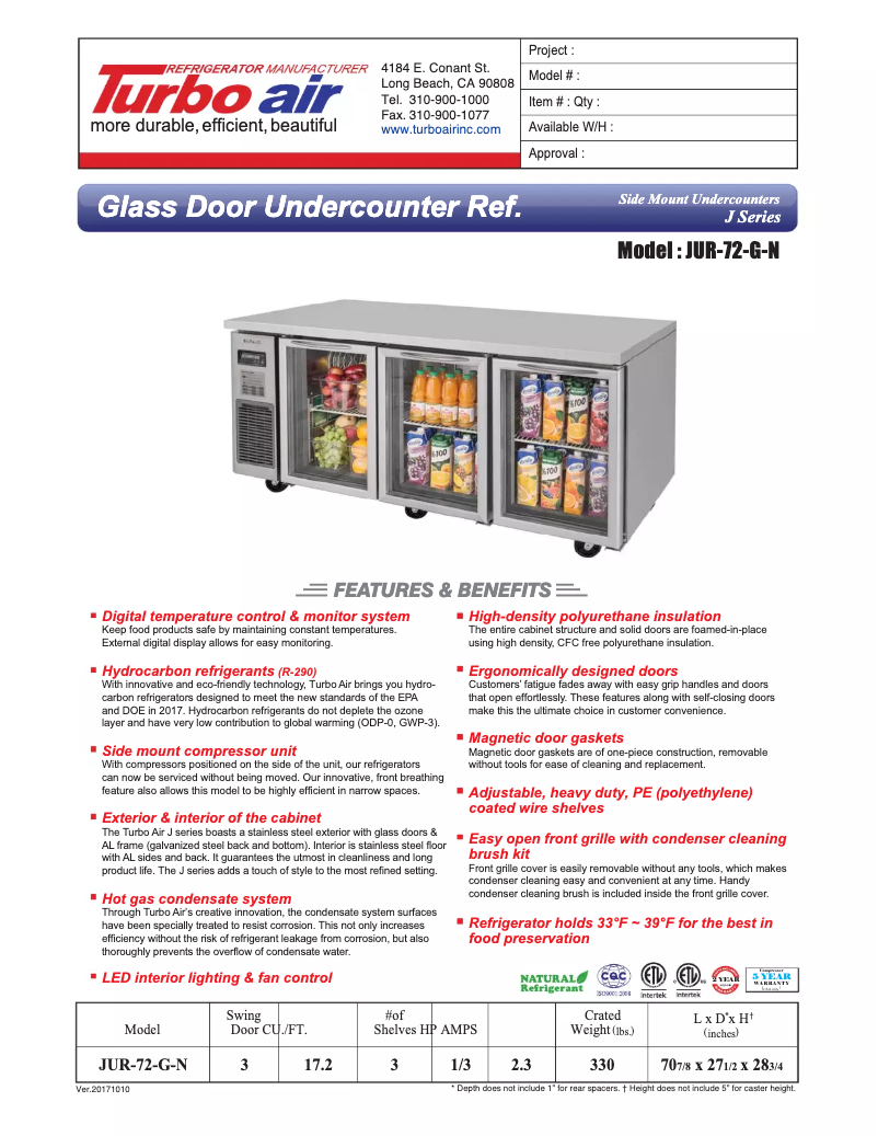 Image de la première page du manuel de l'appareil JUR-72-G