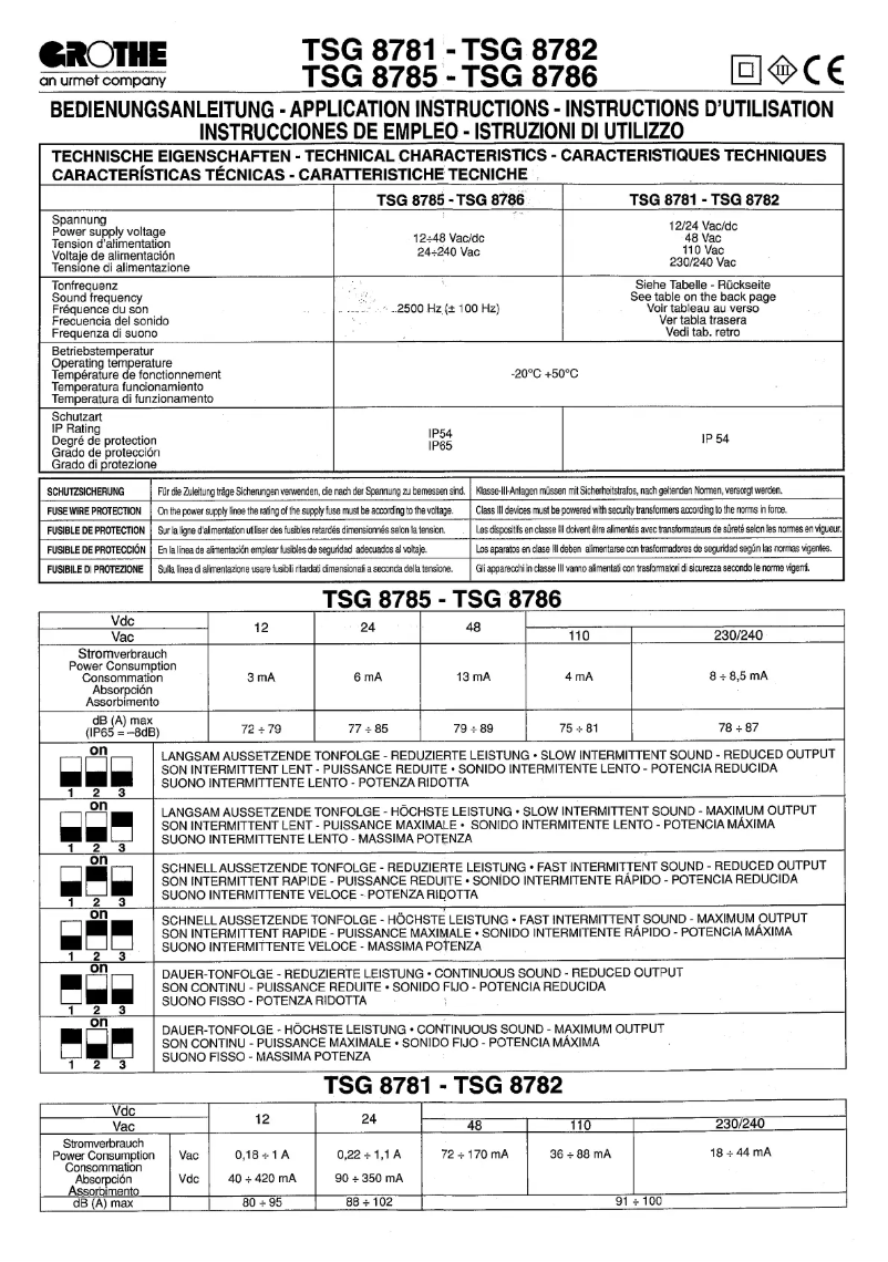 Image de la première page du manuel de l'appareil Schallgeber 240V TSG 8782