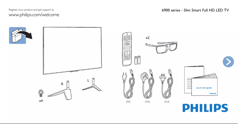 Page 1 de la notice Guide de démarrage rapide Philips 65PFT6909