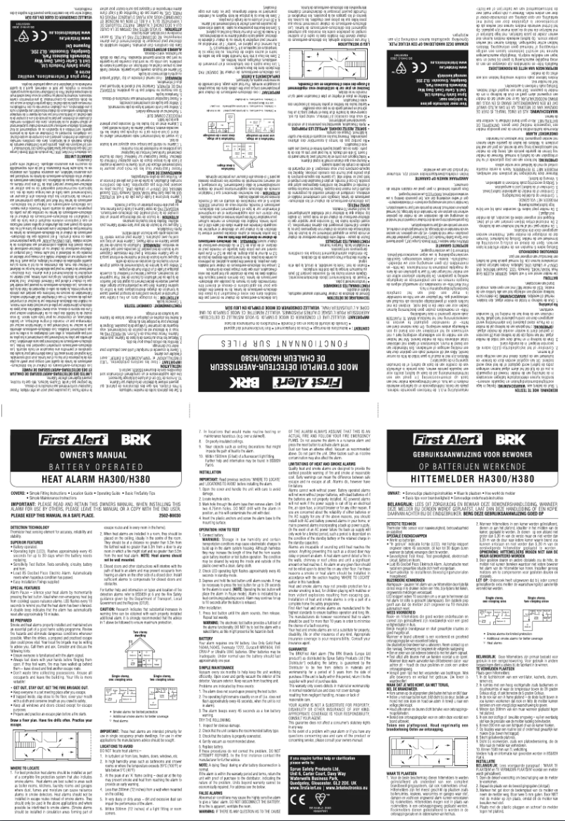 Page 1 de la notice Manuel utilisateur First Alert H380