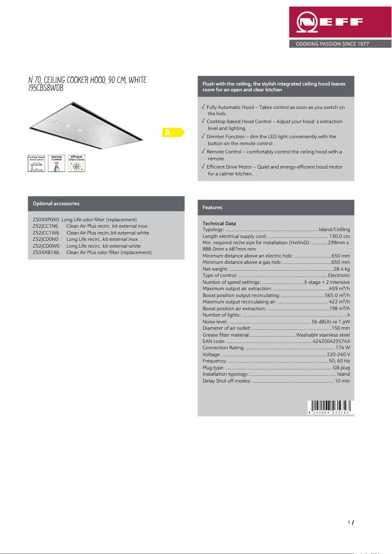 Image de la première page du manuel de l'appareil I95CBS8W0B