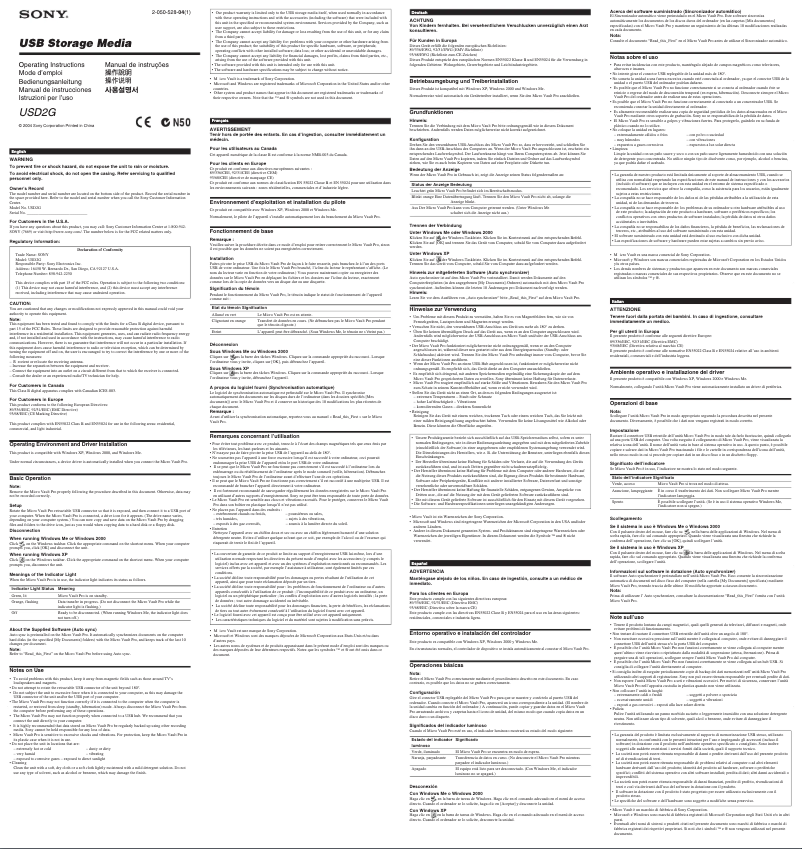 Image de la première page du manuel de l'appareil USD2G