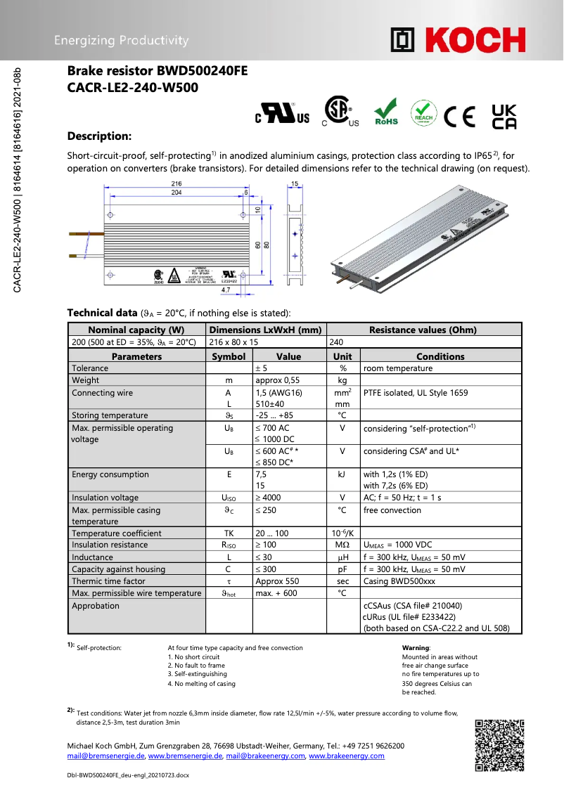 Page 1 de la notice Manuel utilisateur Festo CACR-LE2-240-W500