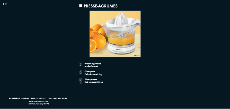 Page n°1 - Manuel utilisateur SilverCrest KH 25