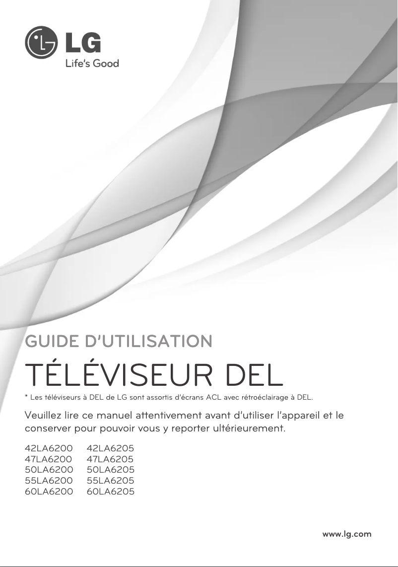 Page 1 de la notice Manuel utilisateur LG 42LA6205