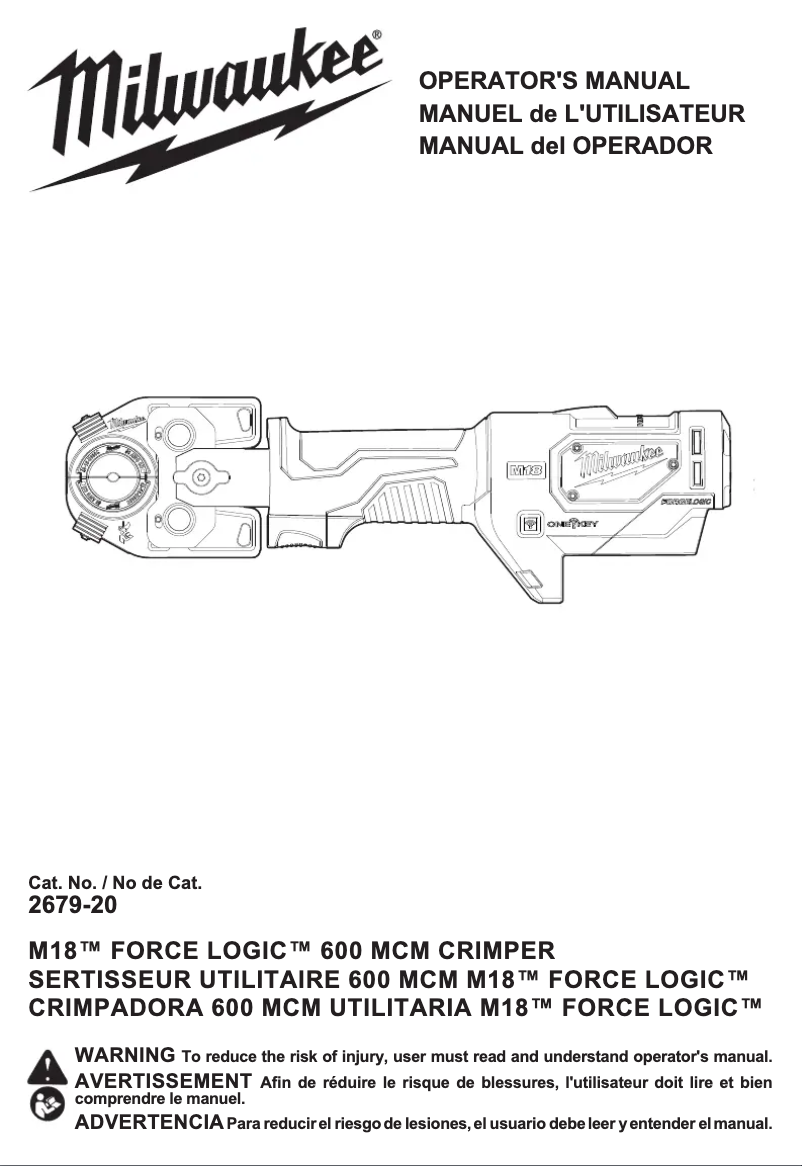 Page n°1 - Manuel utilisateur Milwaukee M18 Force Logic 2679-20