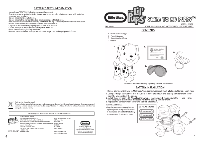 Image de la première page du manuel de l'appareil Swim to Me Puppy