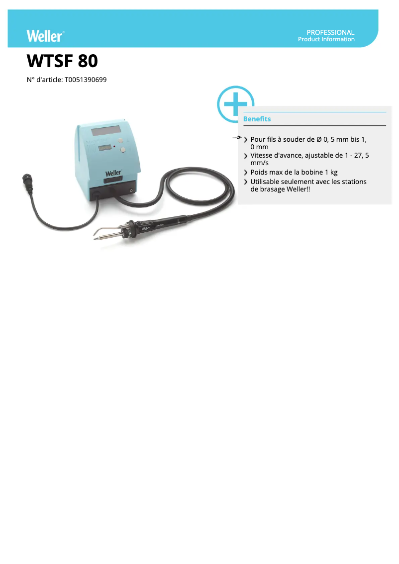 Page n°1 - Fiche technique Weller WTSF 80