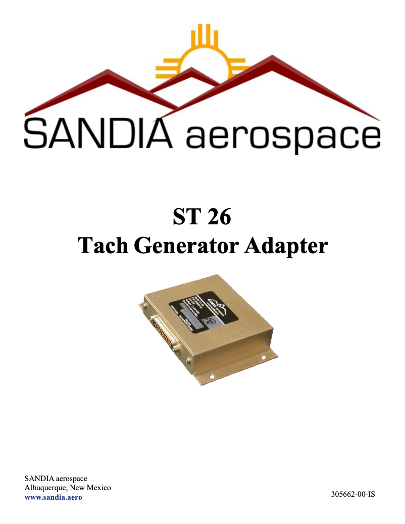 Page n°1 - Manuel utilisateur Sandia Aerospace ST 26