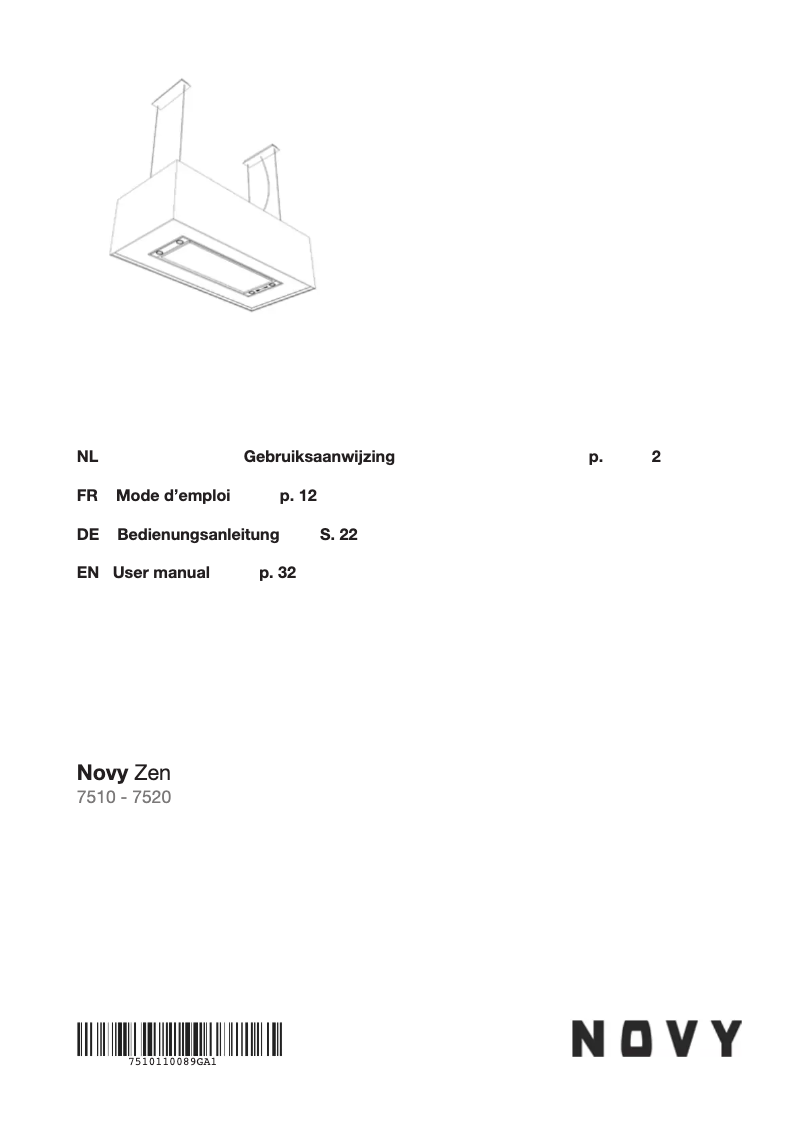 Page 1 de la notice Manuel utilisateur Novy Zen 7510