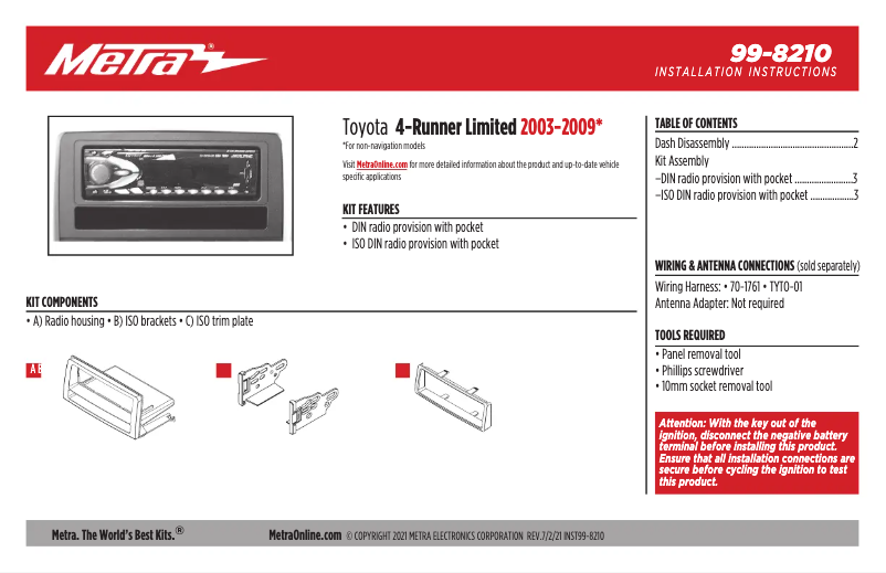 Image de la première page du manuel de l'appareil 99-8210
