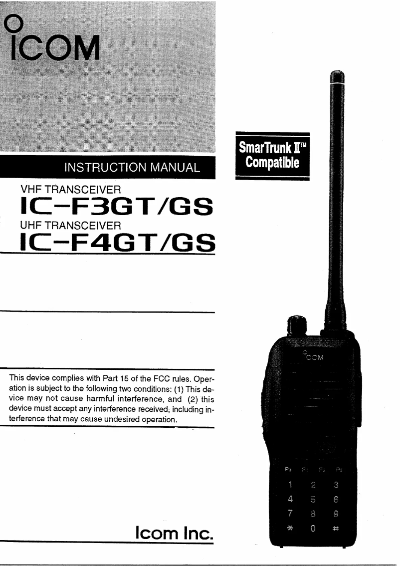Page n°1 - Manuel utilisateur ICOM IC-F3GT