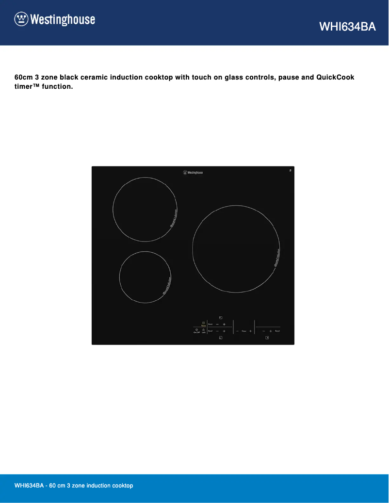 Page n°1 - Fiche technique Westinghouse WHI634BA