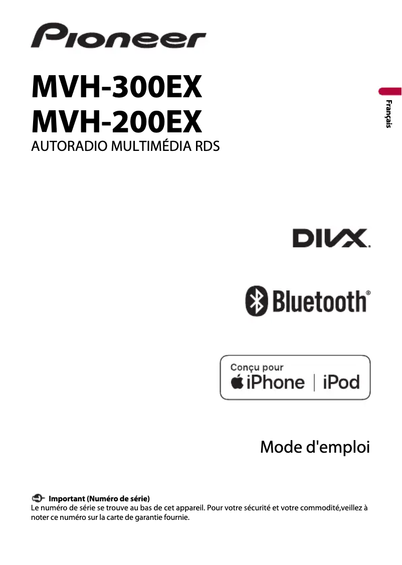 Page 1 de la notice Manuel utilisateur Pioneer MVH-300EX
