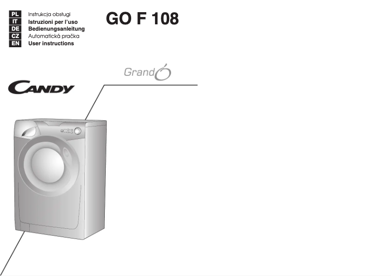 Page 1 de la notice Manuel utilisateur Candy GO F108/1-16S