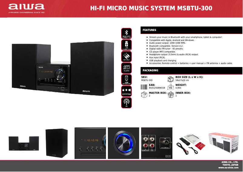 Page n°1 - Fiche technique Aiwa MSBTU-300
