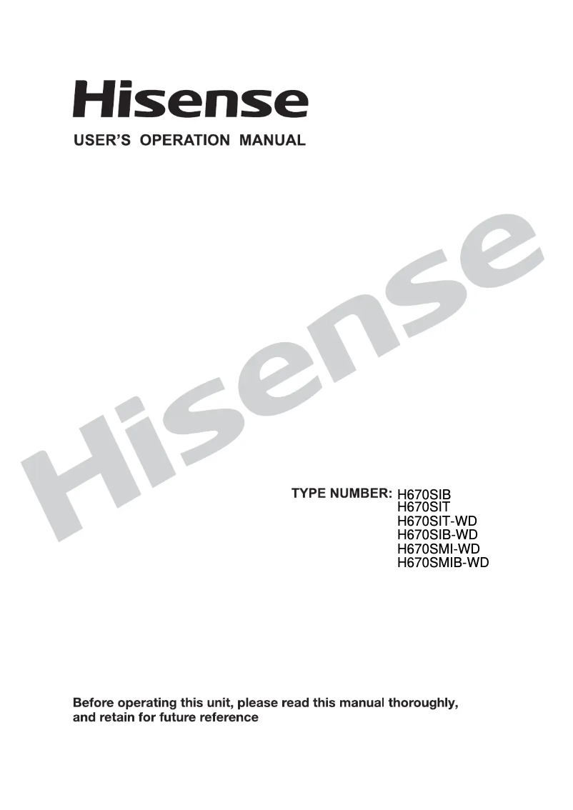 Page 1 de la notice Manuel utilisateur Hisense H670SIT
