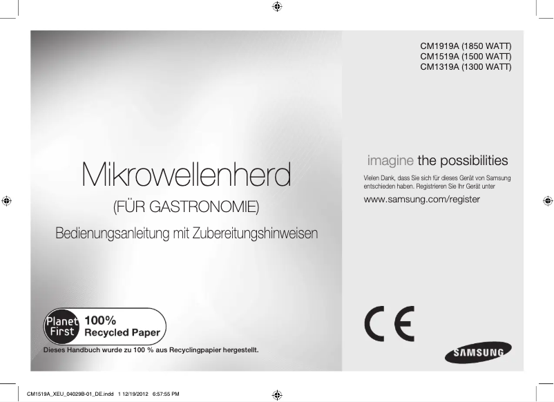 Page 1 de la notice Manuel utilisateur Samsung CM1519A