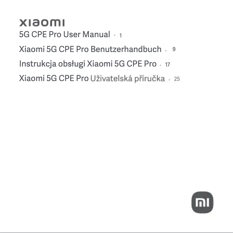 Página 1 del manual Manual de usuario Xiaomi 5G CPE Pro