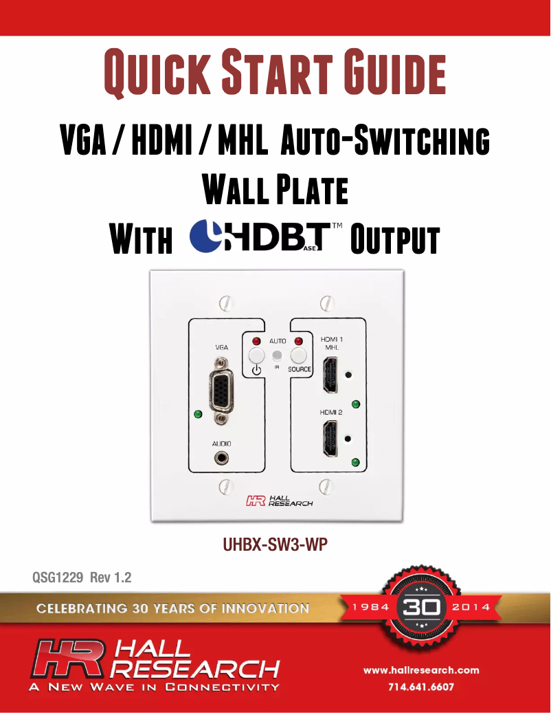 Page 1 de la notice Manuel utilisateur Hall Research UHBX-SW3-WP