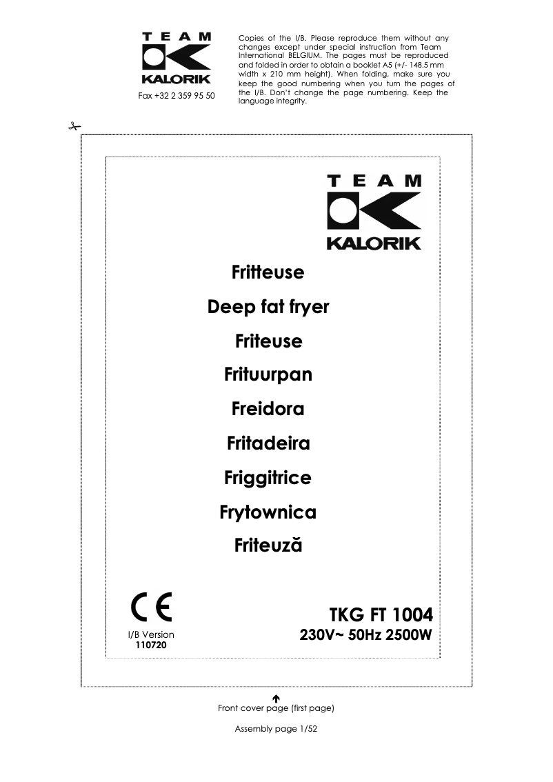 Page n°1 - Manuel utilisateur Team TKG FT 1004